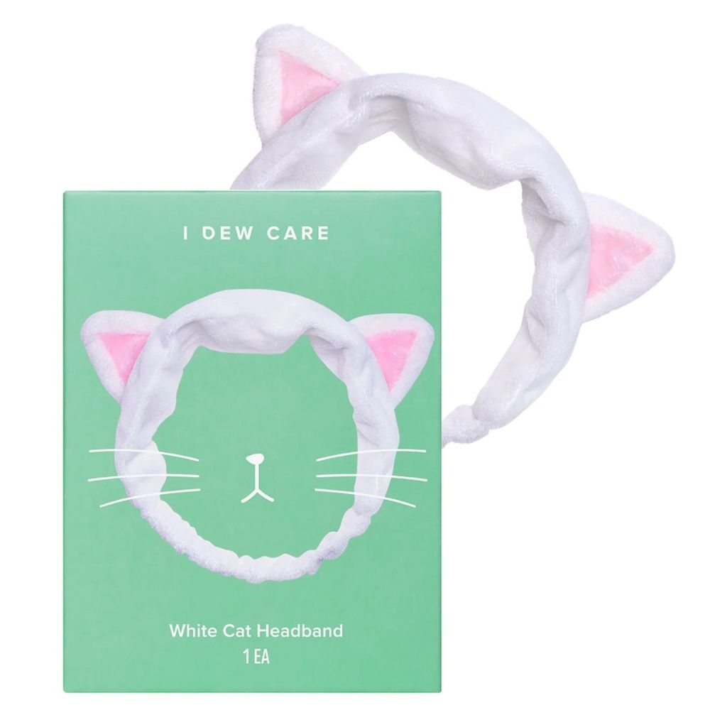 NIB I Dew Care White Cat Soft Headband Skincare Accessory Self‑Care & Spa Night